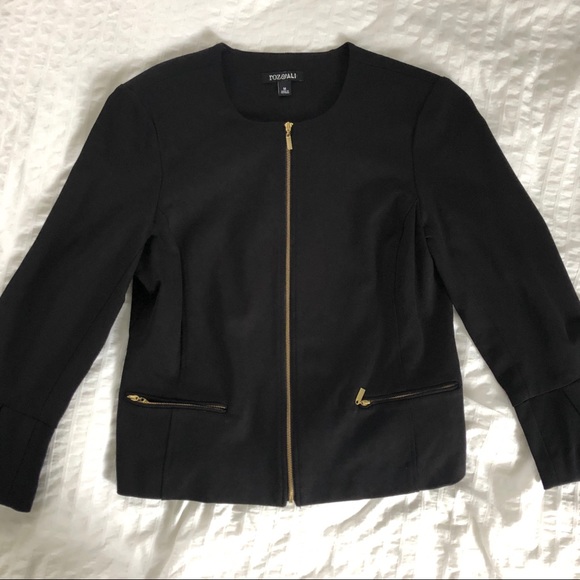 Roz & Ali Jackets & Blazers - Roz & Ali Black Bell sleeve Zip Jacket